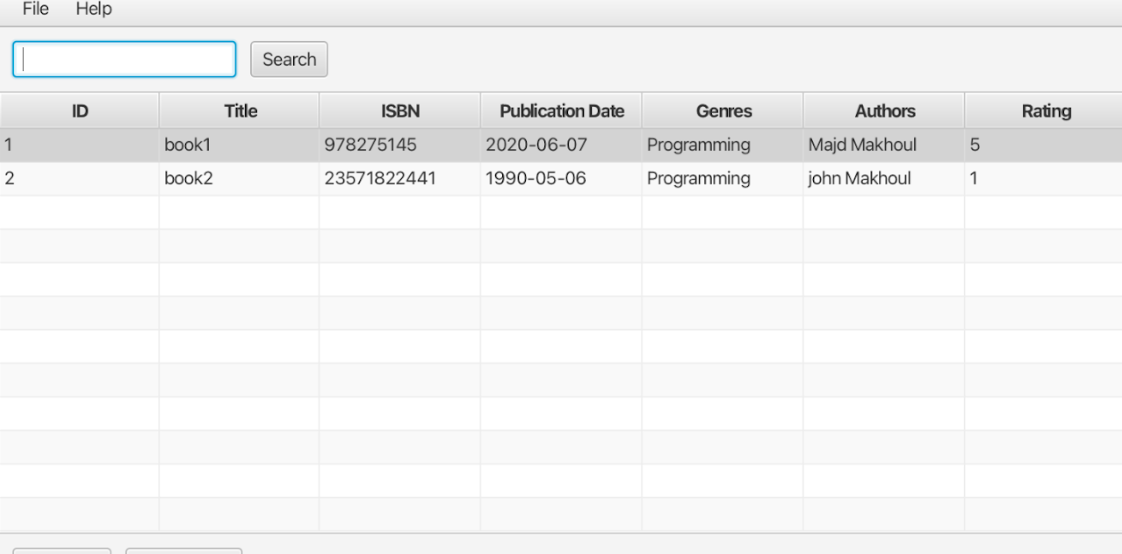 Data List Screenshot