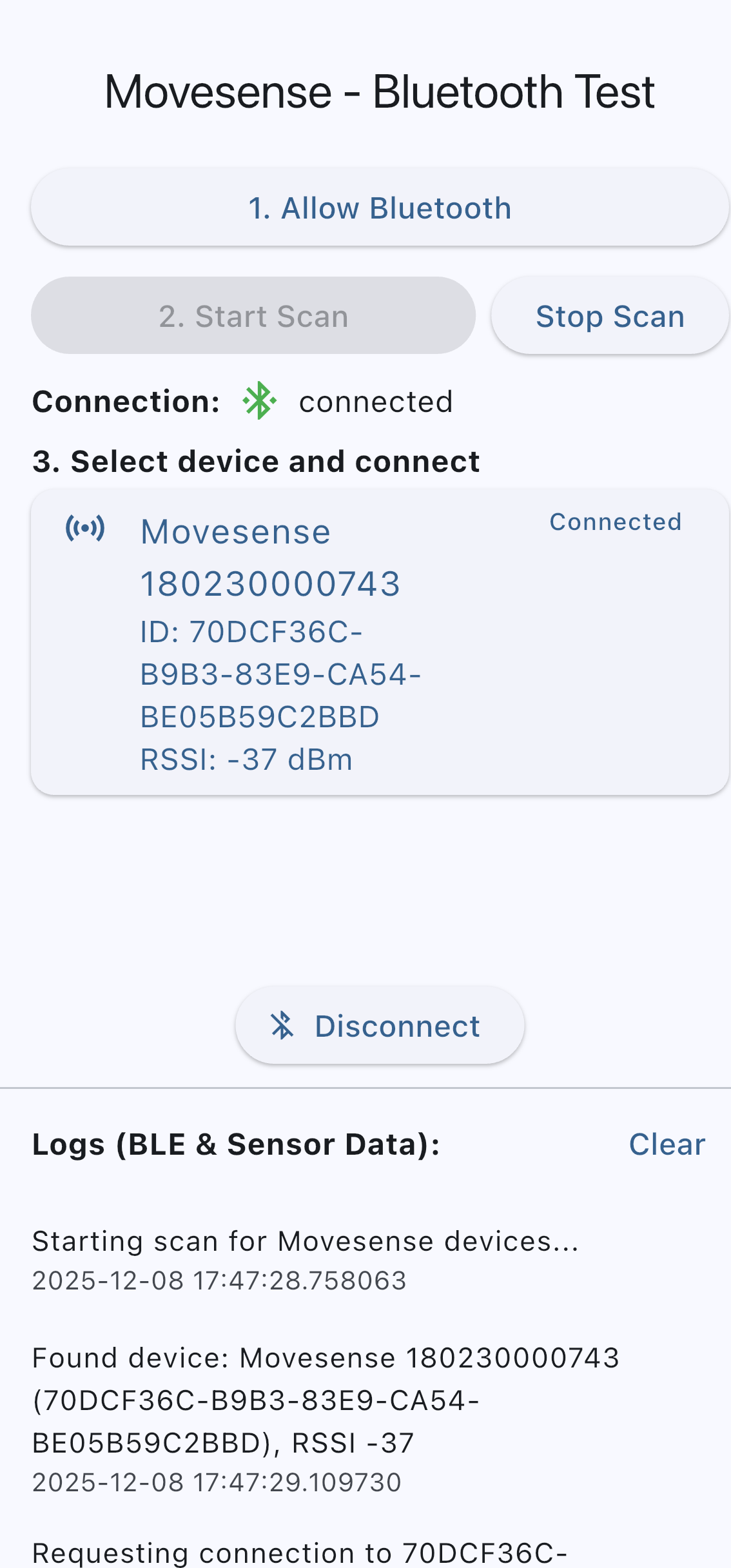 Bluetooth Movement Elevation Screenshot 2